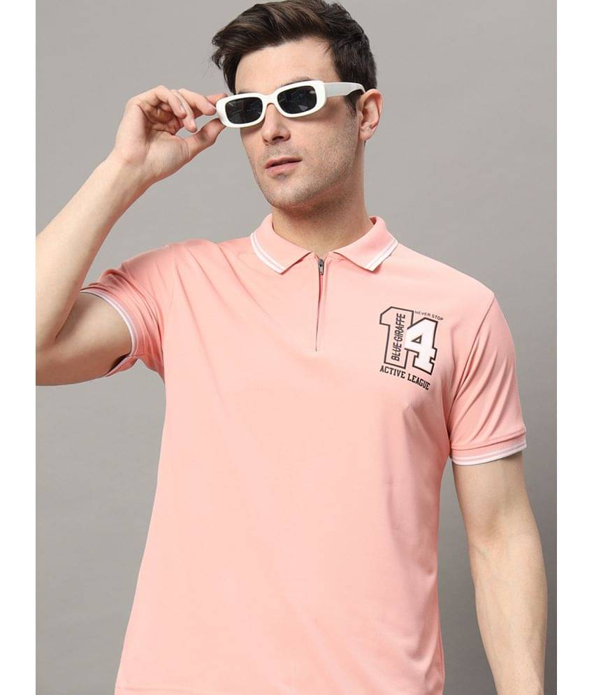 RELANE Pack of 1 Cotton Blend Regular Fit Printed Half Sleeves Men's Polo T Shirt ( Pink ) RELANE Pack of 1 Cotton Blend Regular Fit Printed Half Sleeves Men's Polo T Shirt ( Pink )