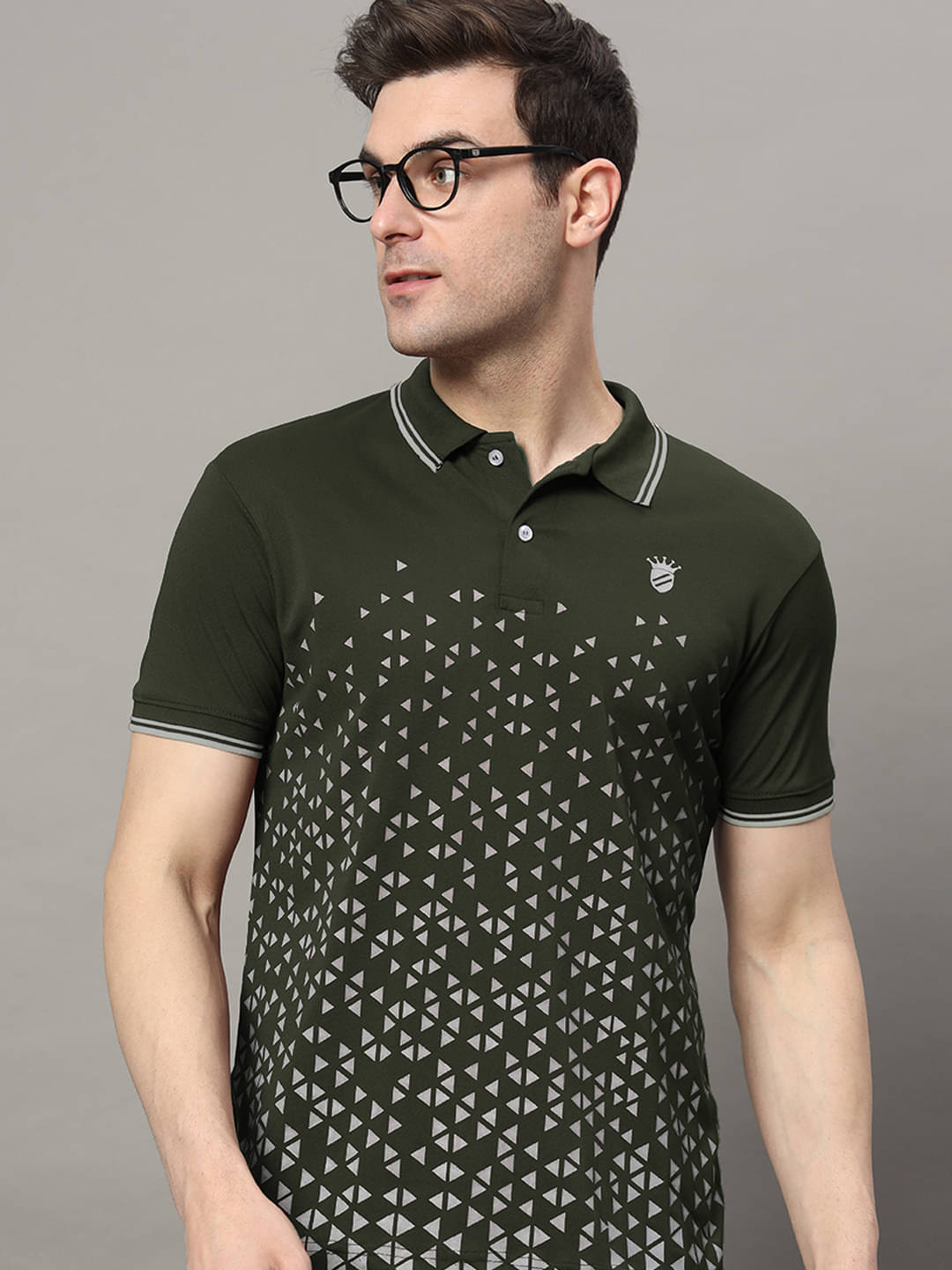     			RELANE Pack of 1 Cotton Blend Regular Fit Printed Half Sleeves Men's Polo T Shirt ( Dark Green )