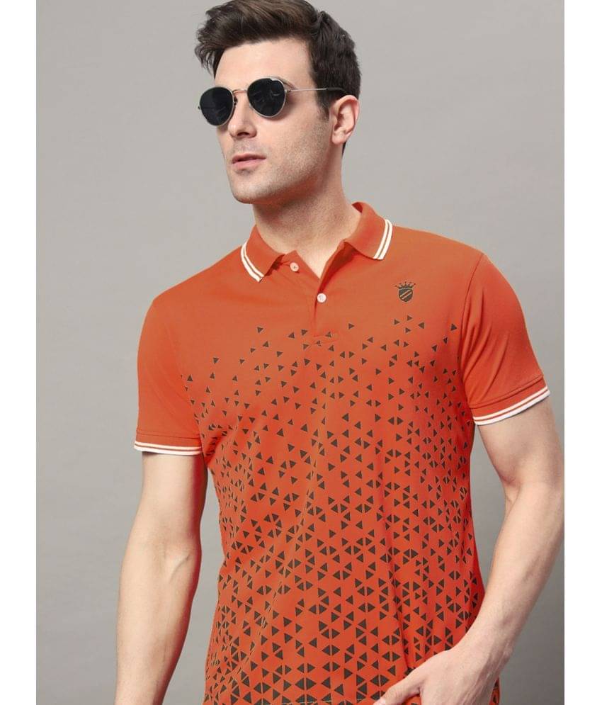     			RELANE Pack of 1 Cotton Blend Regular Fit Printed Half Sleeves Men's Polo T Shirt ( Rust )