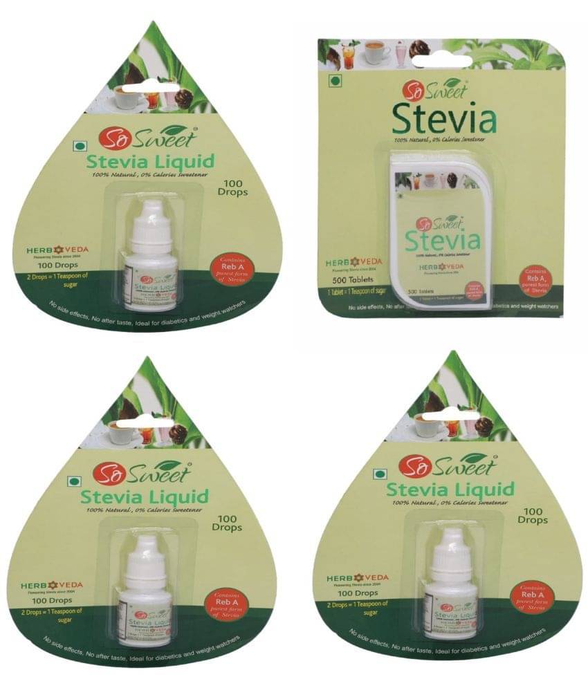 So Sweet (500 Tablets+300 Liquid) Sugar Substitute Tablets 200 g Pack of 4     			So Sweet (500 Tablets+300 Liquid) Sugar Substitute Tablets 200 g Pack of 4