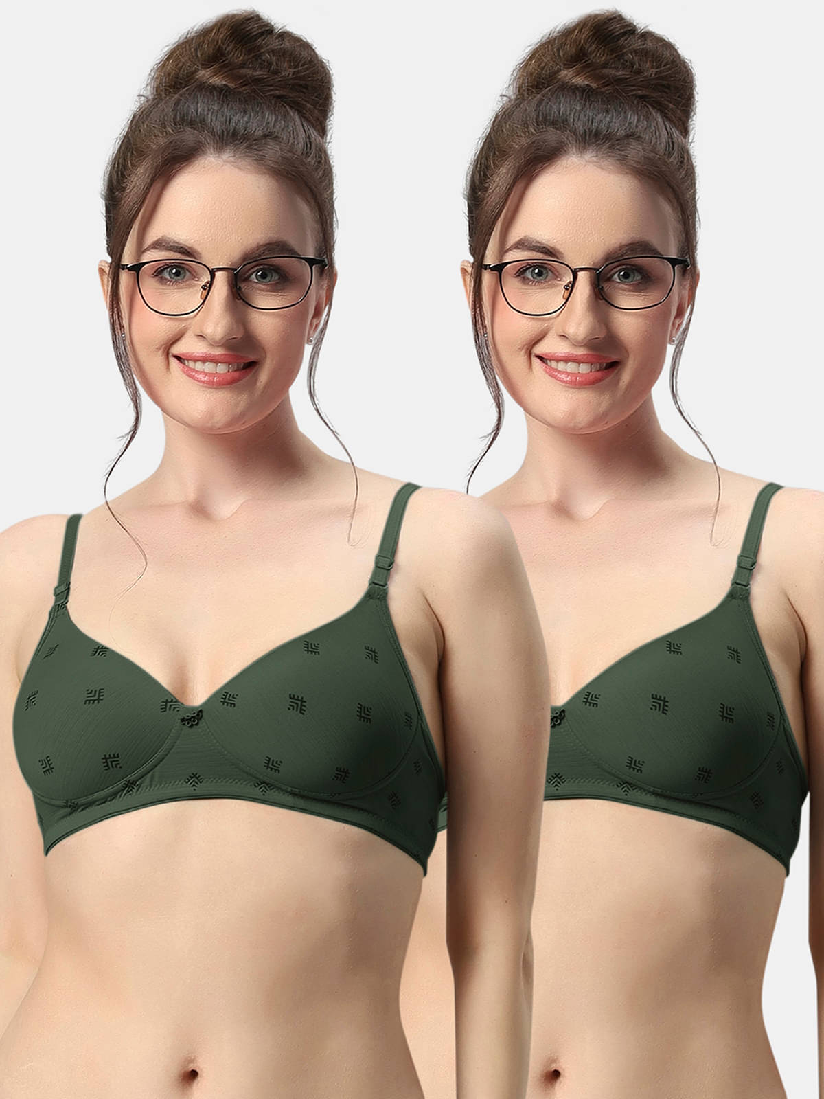     			Sonari Pack of 2 Polyester Lightly Padded Women's T-Shirt Bra ( Green ) avanibgreenbgreen