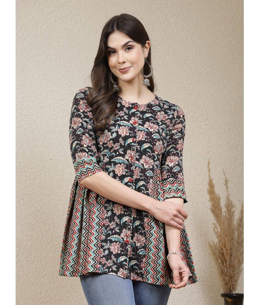     			Stylum Women's Cotton Peplum Top ( Black )