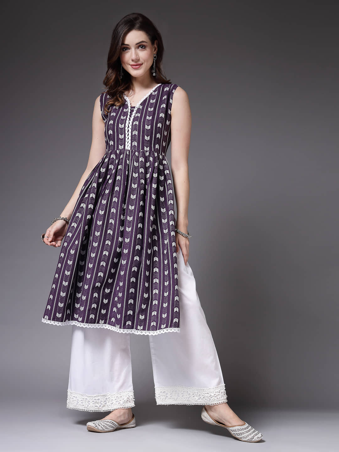Stylum Cotton Blend Printed A-Line Women's Kurti - Purple ( Pack of 1 ) - Kurtis, Tunics | Buy online on ZillyBuy