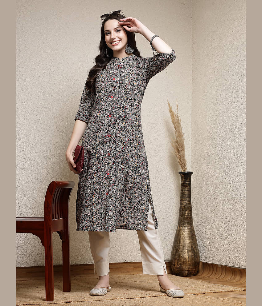 Stylum Cotton Printed A-Line Women's Kurti - Black ( Pack of 1 ) - Kurtis, Tunics | Buy online on ZillyBuy