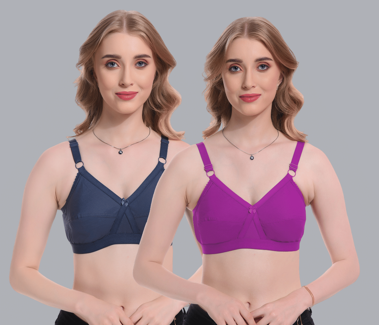     			Viral Girl Pack of 2 Cotton Non Padded Women's T-Shirt Bra ( Purple ) SD-ENORA-GREY-PURPLE