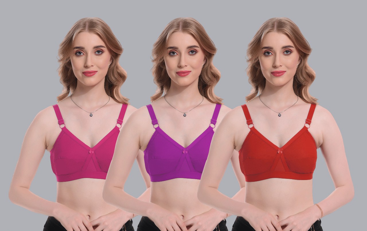     			Viral Girl Pack of 3 Cotton Non Padded Women's T-Shirt Bra ( Purple ) SD-ENORA-SET2