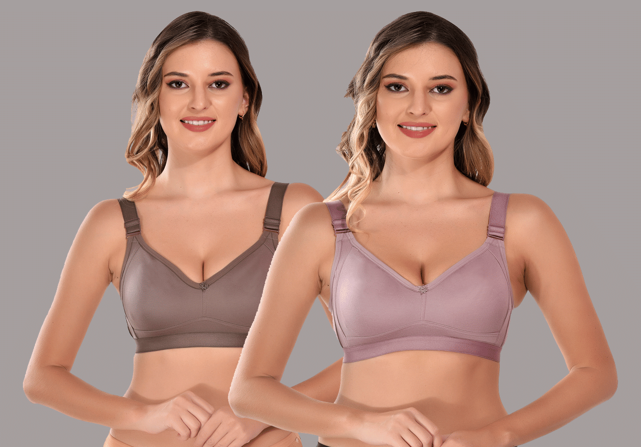     			Viral Girl Pack of 2 Cotton Non Padded Women's T-Shirt Bra ( Purple ) VM-DAYNA-BROWN-ONION