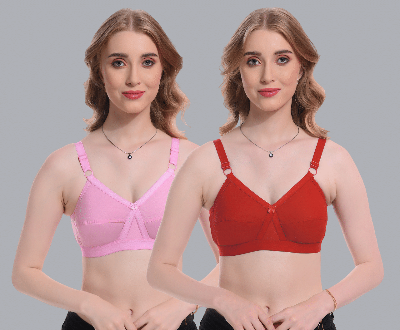     			Viral Girl Pack of 2 Cotton Non Padded Women's T-Shirt Bra ( Red ) SD-ENORA-BABYPINK-RED