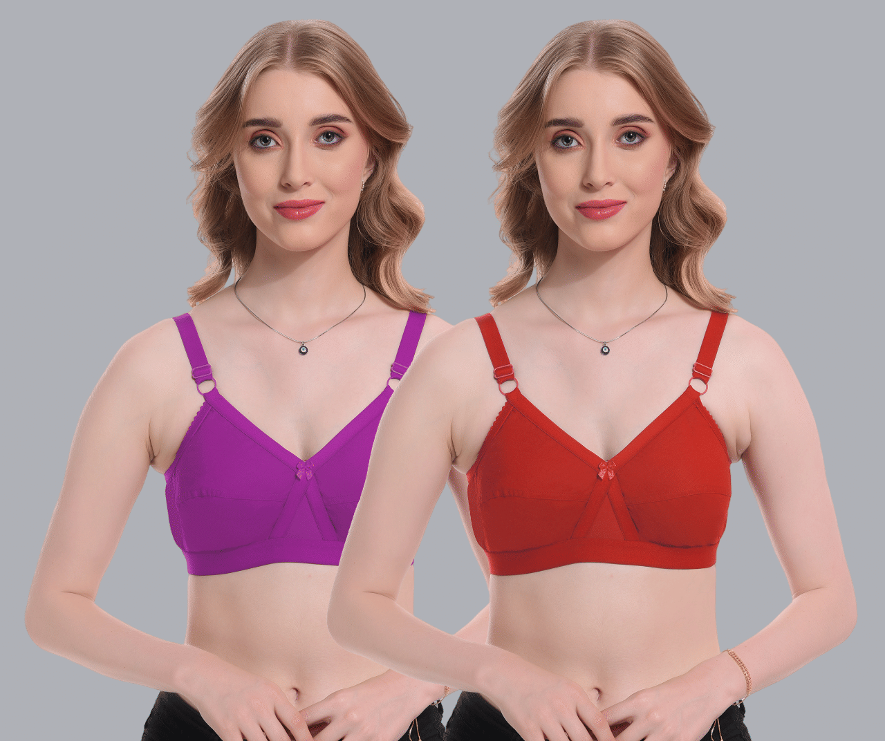     			Viral Girl Pack of 2 Cotton Non Padded Women's T-Shirt Bra ( Red ) SD-ENORA-PURPLE-RED