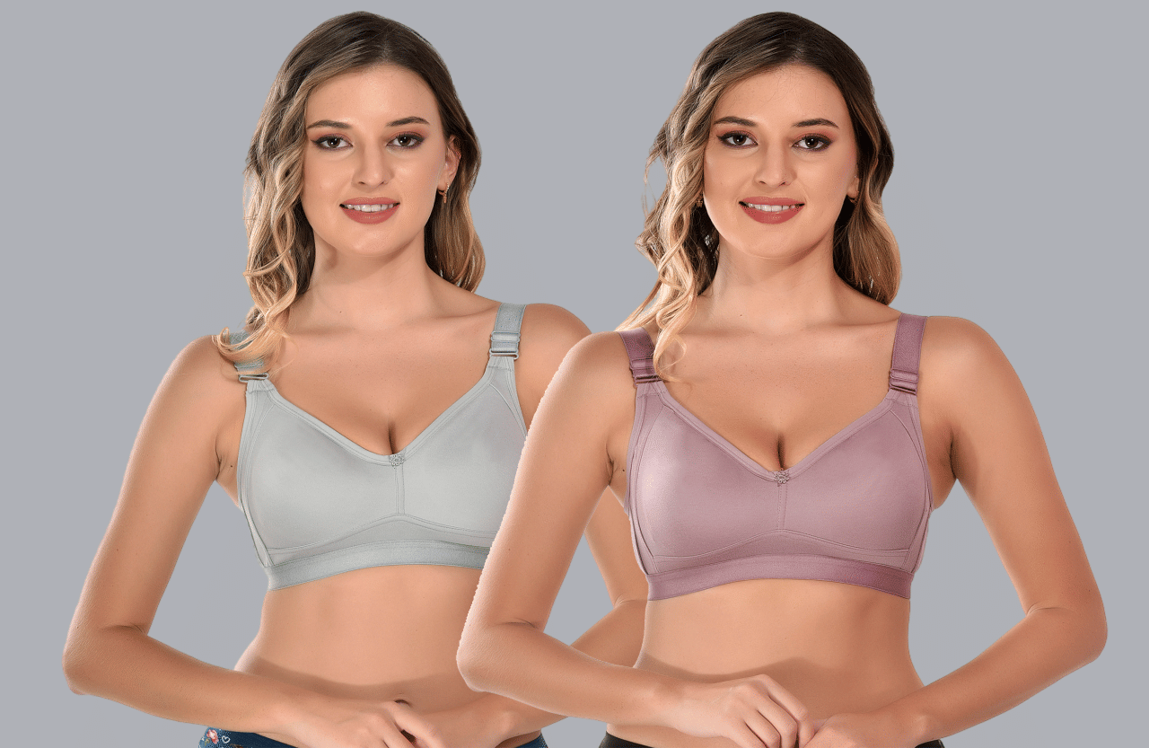     			Viral Girl Pack of 2 Cotton Non Padded Women's T-Shirt Bra ( Silver ) VM-DAYNA-GREY-ONION