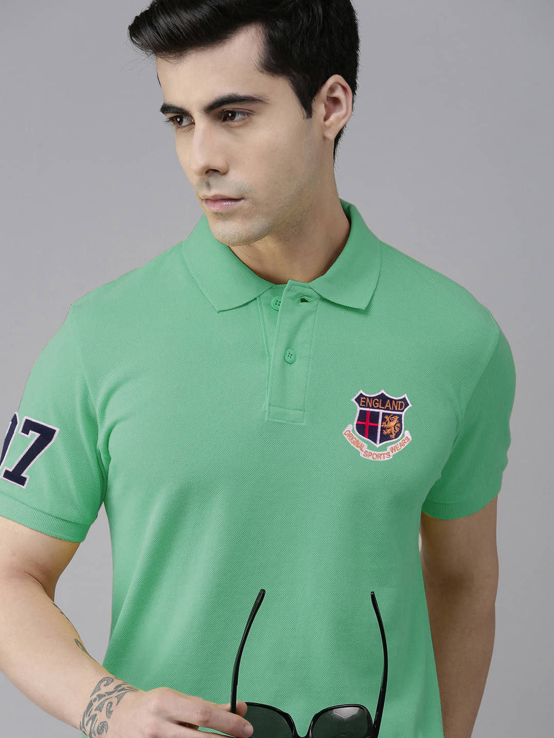 ADORATE Pack of 1 Cotton Blend Regular Fit Embroidered Half Sleeves Men's Polo T Shirt ( Mint Green ) ADORATE Pack of 1 Cotton Blend Regular Fit Embroidered Half Sleeves Men's Polo T Shirt ( Mint Green )