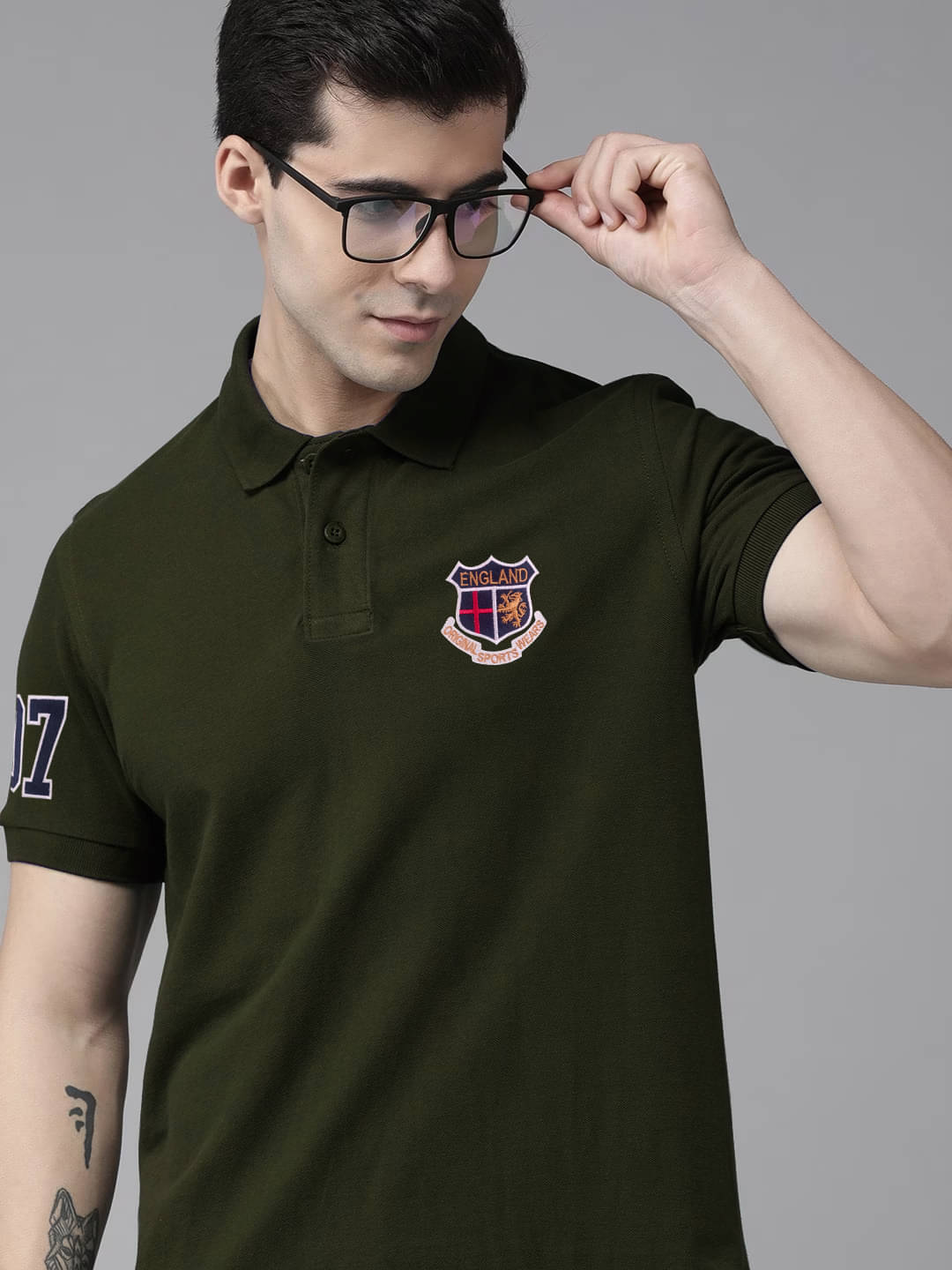 ADORATE Pack of 1 Cotton Blend Regular Fit Embroidered Half Sleeves Men's Polo T Shirt ( Olive )     			ADORATE Pack of 1 Cotton Blend Regular Fit Embroidered Half Sleeves Men's Polo T Shirt ( Olive )