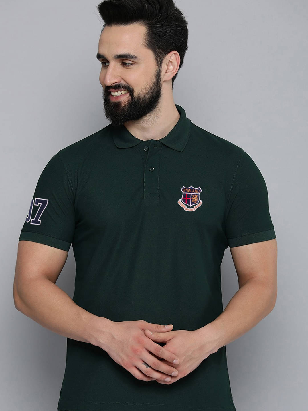 ADORATE Pack of 1 Cotton Blend Regular Fit Embroidered Half Sleeves Men's Polo T Shirt ( Dark Green ) ADORATE Pack of 1 Cotton Blend Regular Fit Embroidered Half Sleeves Men's Polo T Shirt ( Dark Green )