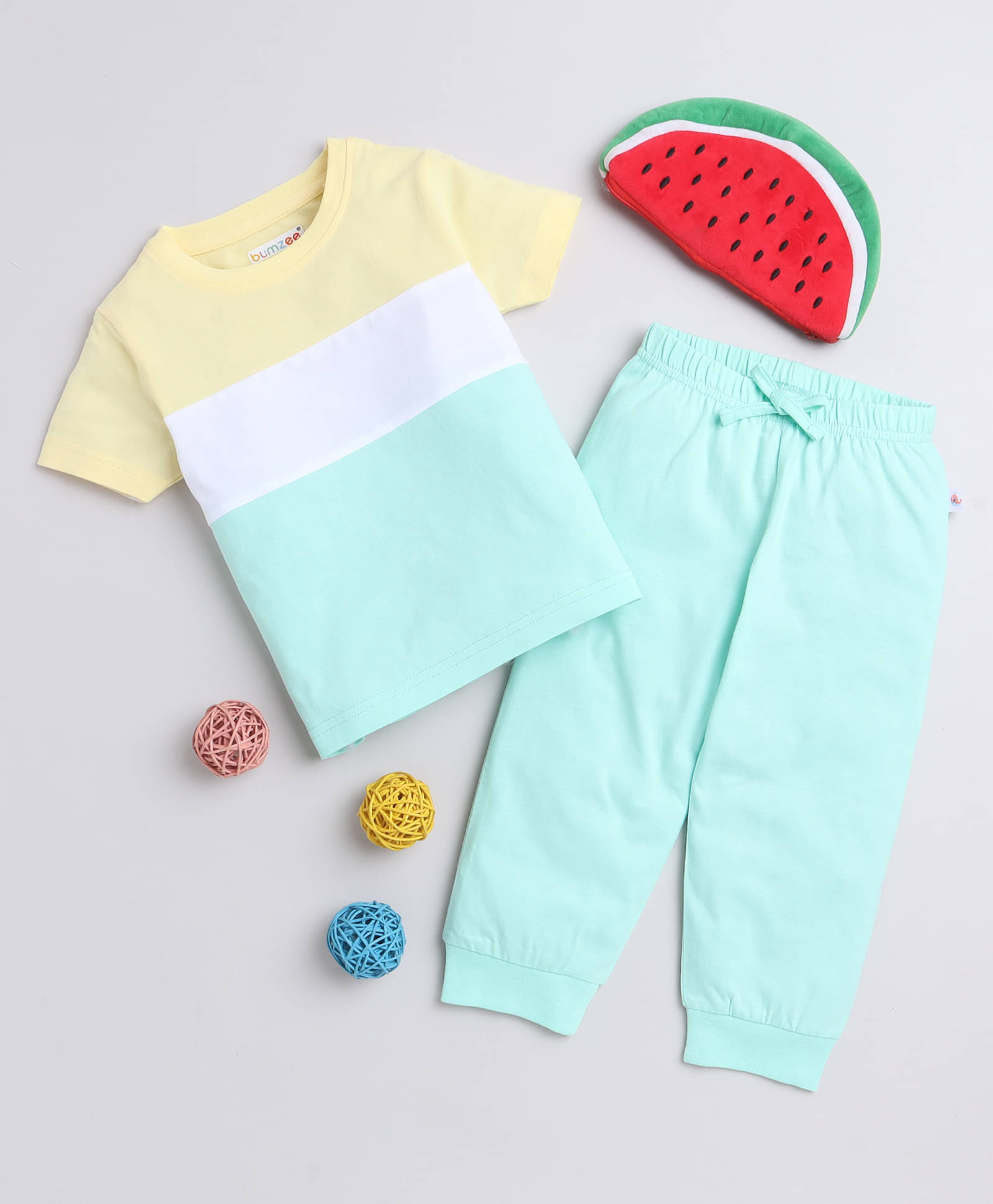     			BUMZEE Pack of 2 Baby Girls 100% Cotton Pyjama ( Green )