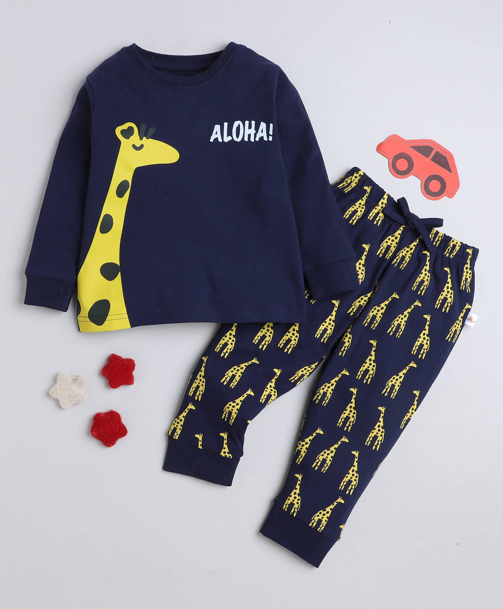     			BUMZEE Pack of 1 Boys 100% Cotton Nightsuit Set ( Navy Blue )