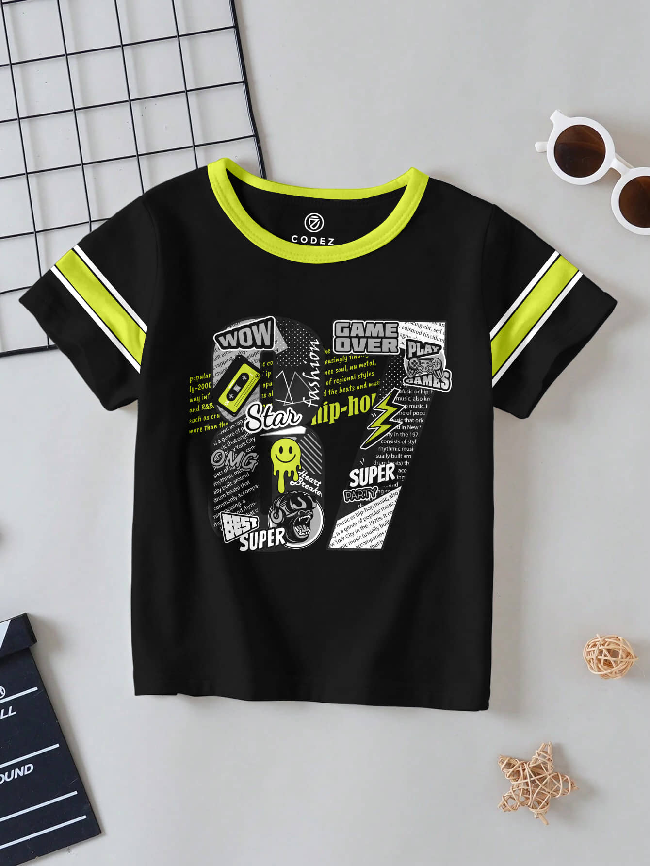 CODEZ Pack of 1 Boys Cotton Blend T-Shirt ( Black )