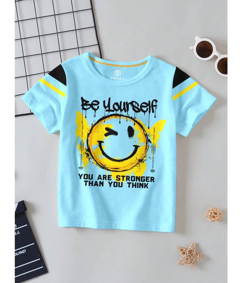 CODEZ Pack of 1 Boys Cotton Blend T-Shirt ( Sky Blue )