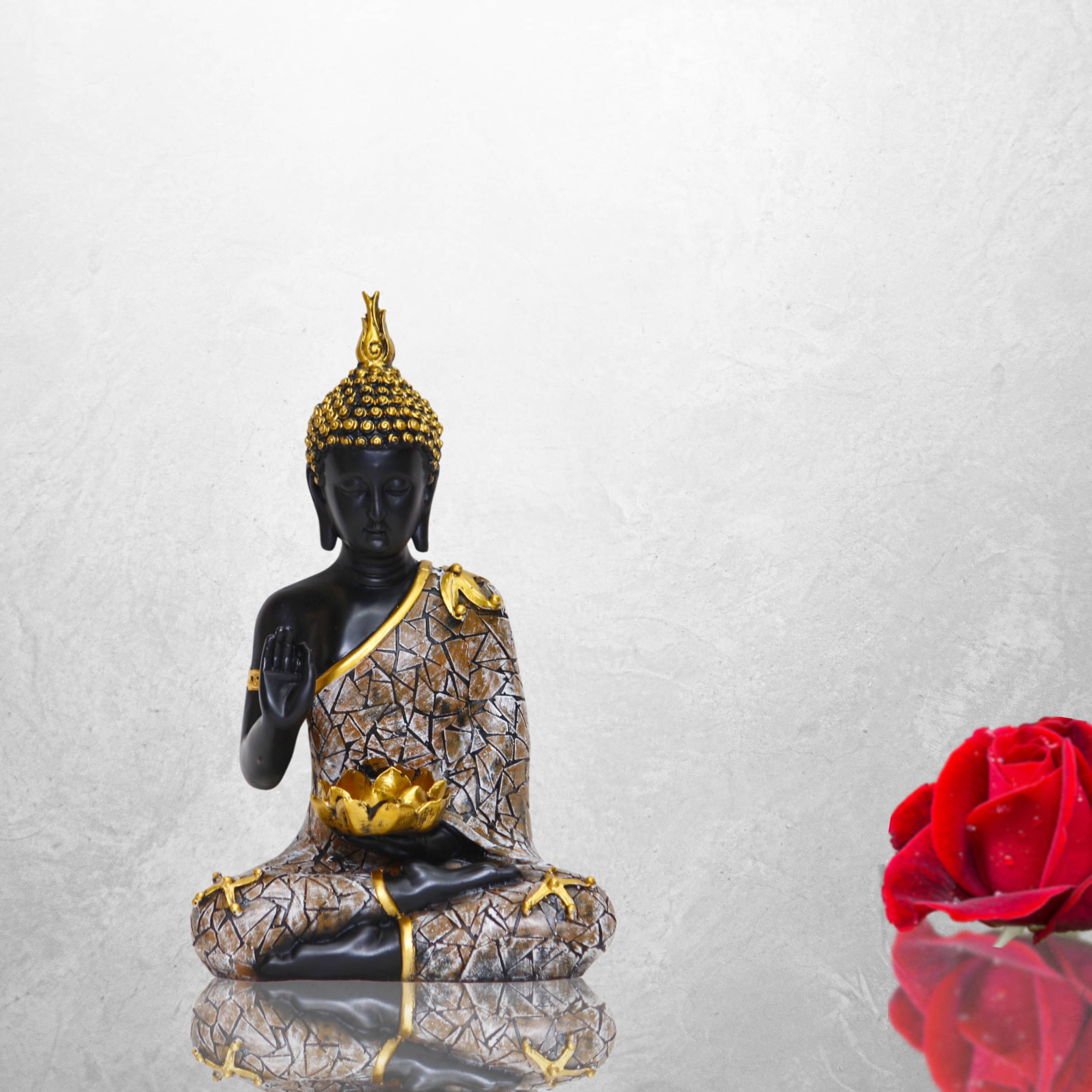 Miss Peach Palm Buddha Showpiece 27.5 cm - Pack of 1     			Miss Peach Palm Buddha Showpiece 27.5 cm - Pack of 1