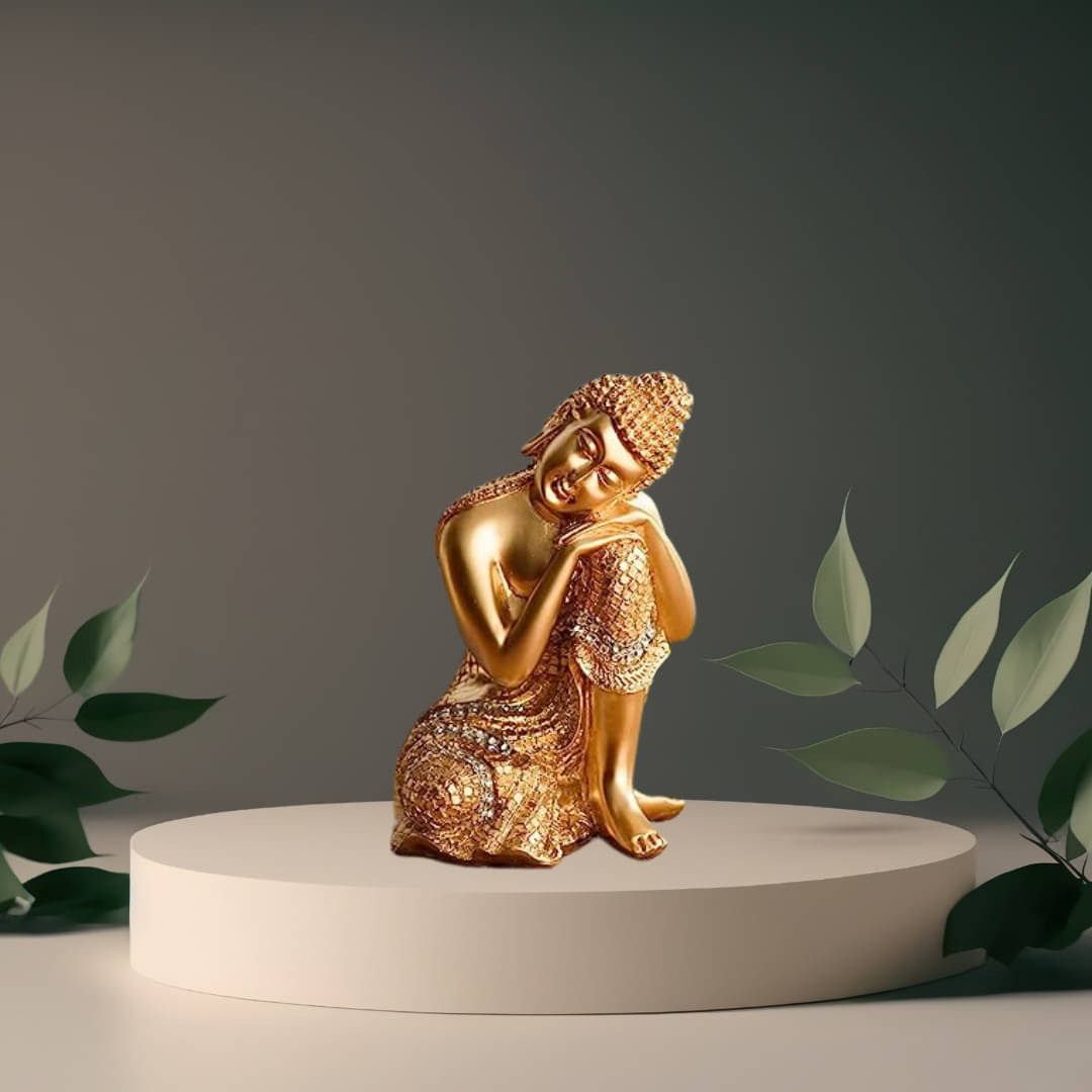 Miss Peach Resting Buddha Showpiece 20 cm - Pack of 1 Miss Peach Resting Buddha Showpiece 20 cm - Pack of 1