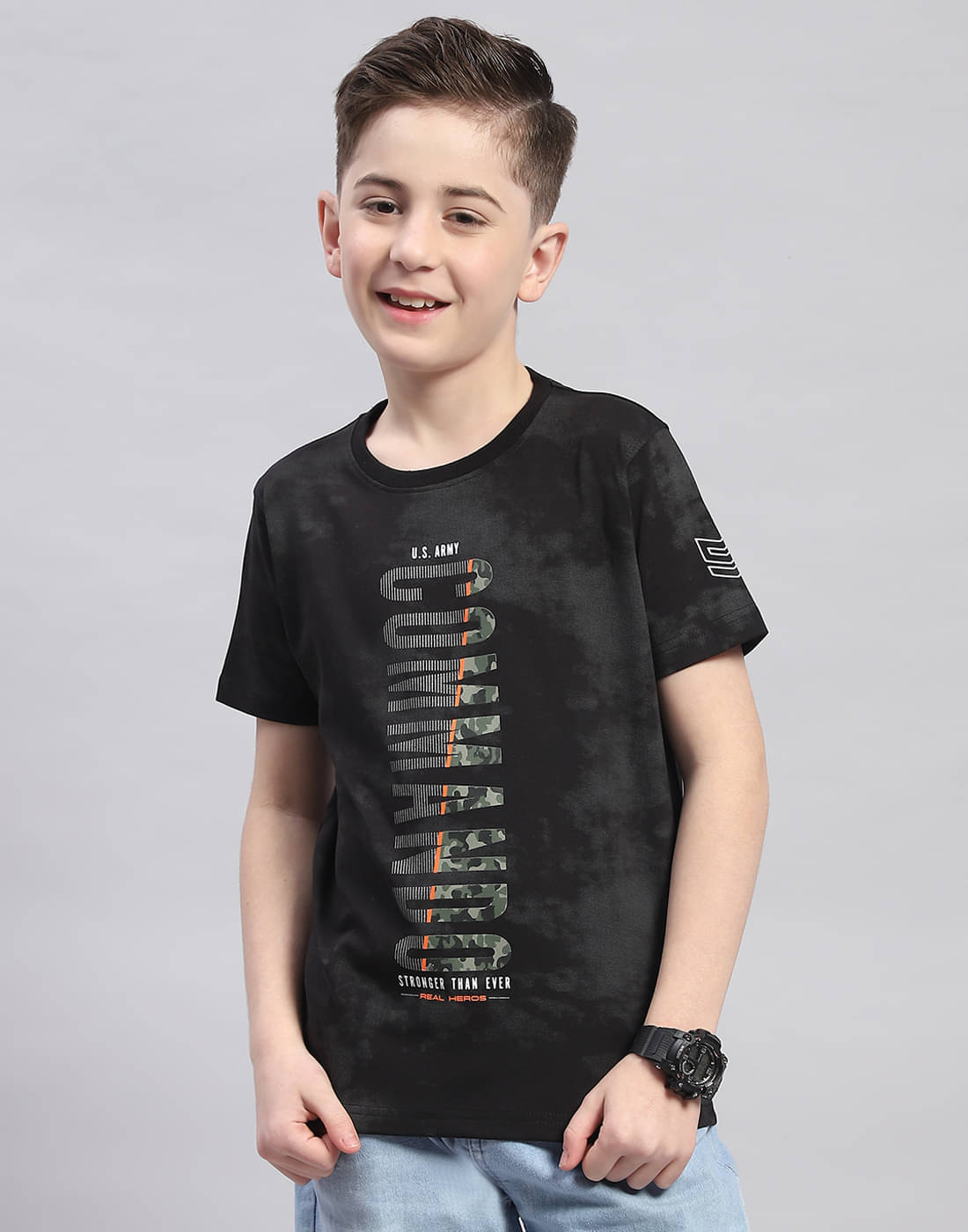     			Monte Carlo Pack of 1 Boys Cotton Blend T-Shirt ( Black )