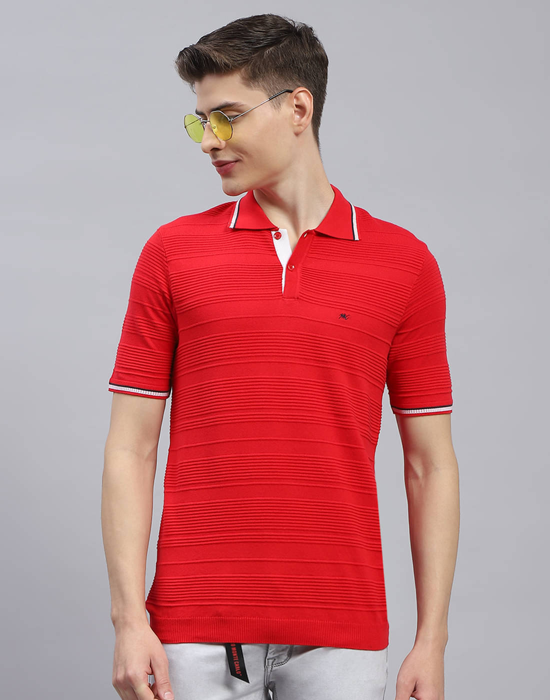 Monte Carlo Pack of 1 Cotton Regular Fit Solid Half Sleeves Men's Polo T Shirt ( Red ) Monte Carlo Pack of 1 Cotton Regular Fit Solid Half Sleeves Men's Polo T Shirt ( Red )