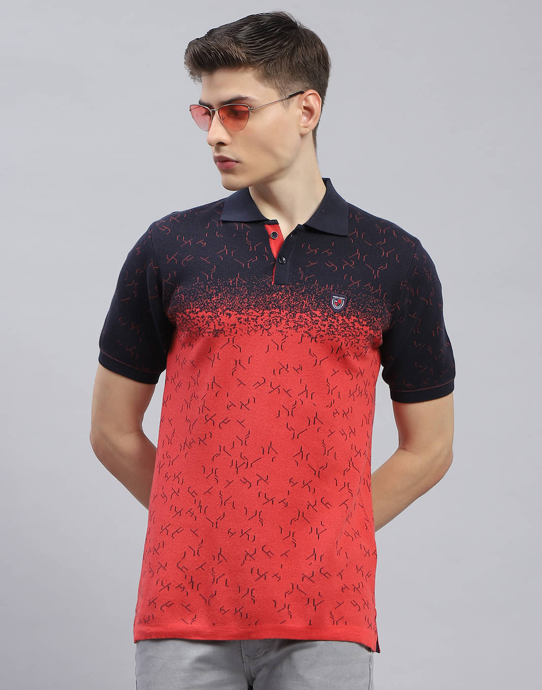 Monte Carlo Pack of 1 Cotton Regular Fit Printed Half Sleeves Men's Polo T Shirt ( Navy Blue ) Monte Carlo Pack of 1 Cotton Regular Fit Printed Half Sleeves Men's Polo T Shirt ( Navy Blue )