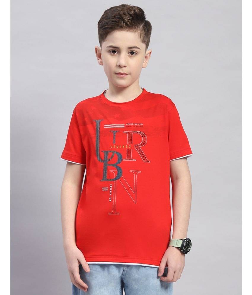     			Monte Carlo Pack of 1 Boys Cotton Blend T-Shirt ( Red )