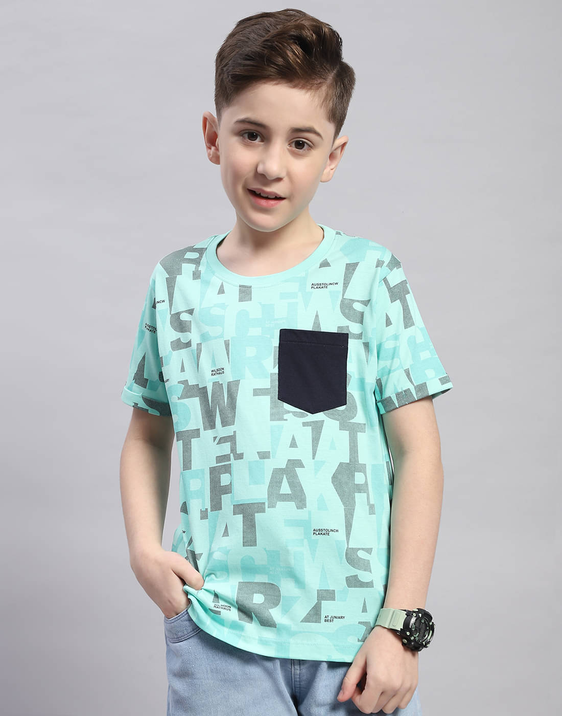     			Monte Carlo Pack of 1 Boys Cotton T-Shirt ( Turquoise )