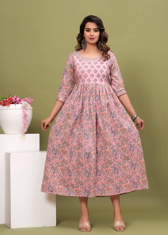 Nevisha Style Pink Cotton Maternity Kurta Single