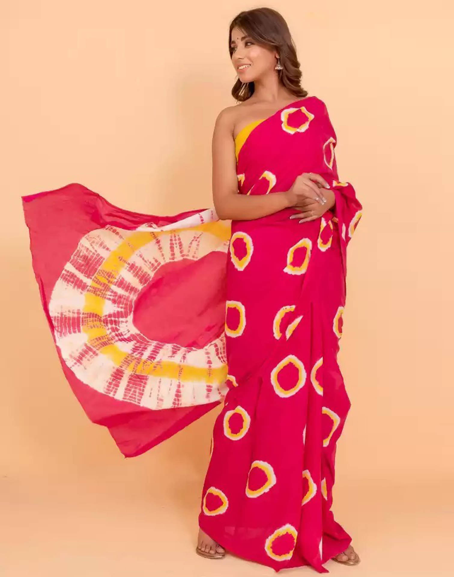     			Samah Cotton Printed Saree With Unstitched Blouse Piece ( Pink )