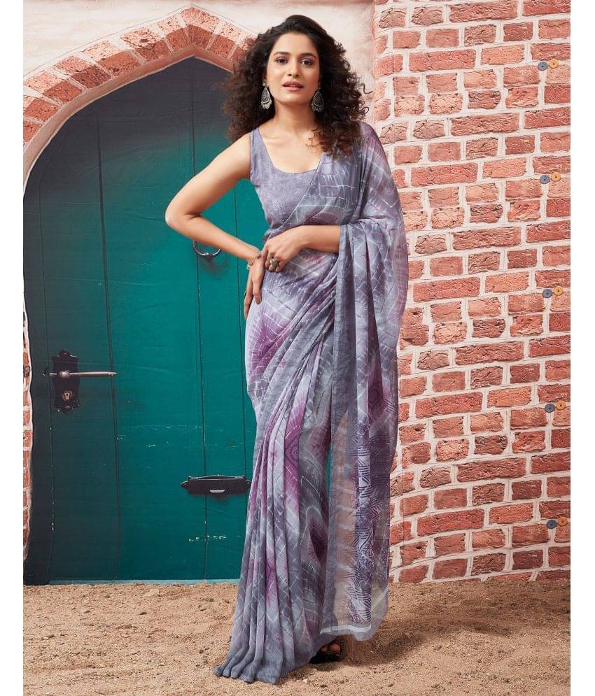 Samah Georgette Printed Saree With Unstitched Blouse Piece ( Purple ) Samah Georgette Printed Saree With Unstitched Blouse Piece ( Purple )
