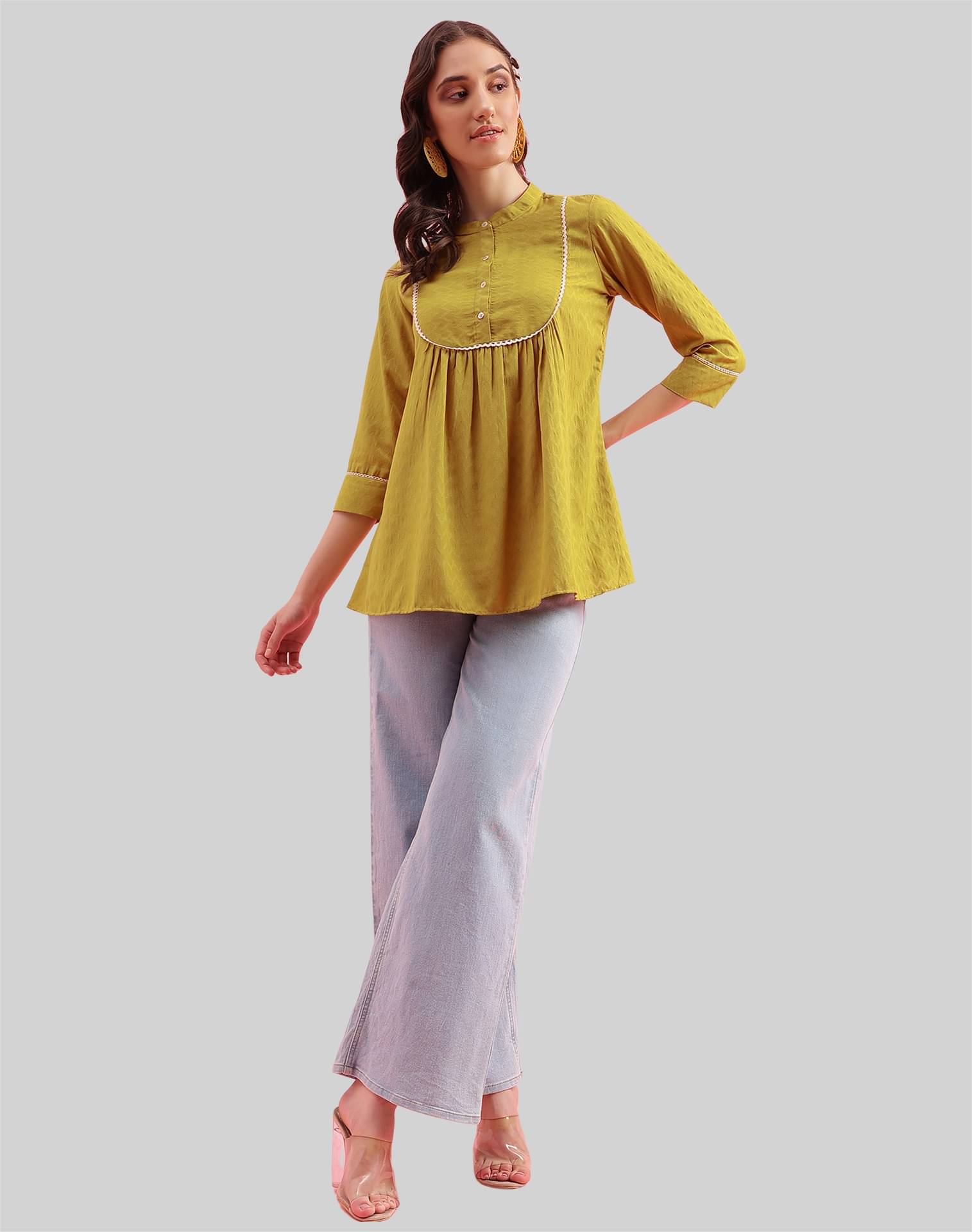 Skylee Rayon Self Design A-line Women's Kurti - Mustard ( Pack of 1 ) Skylee Rayon Self Design A-line Women's Kurti - Mustard ( Pack of 1 )