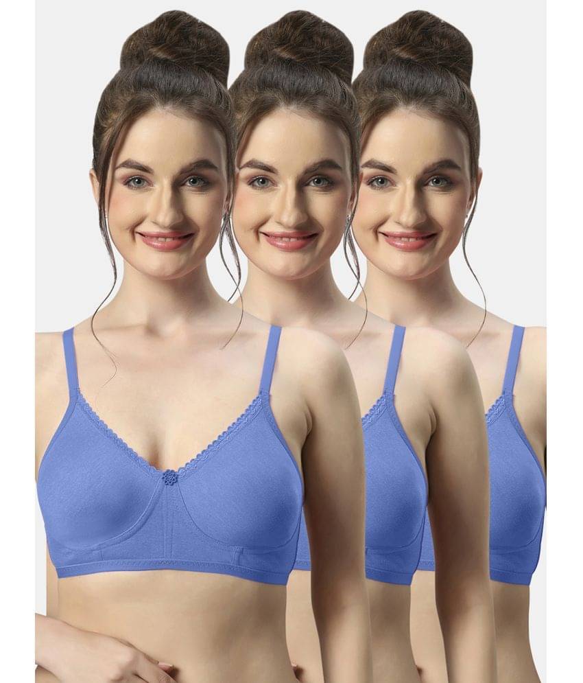     			Sonari Pack of 3 Polyester Non Padded Women's T-Shirt Bra ( Blue ) mishambluembluemblue