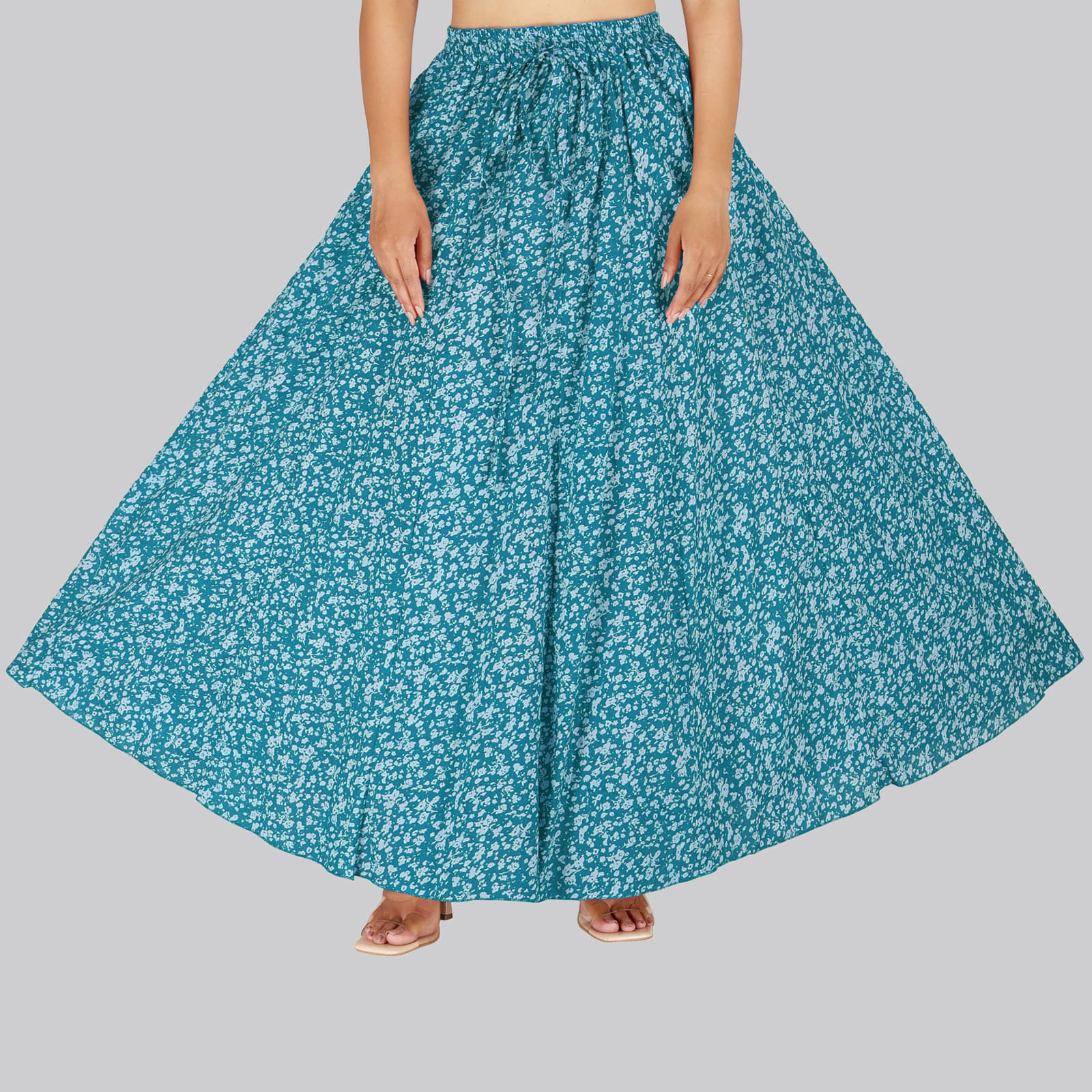 Sttoffa Turquoise Cotton Women's Broomstick Skirt ( Pack of 1 )     			Sttoffa Turquoise Cotton Women's Broomstick Skirt ( Pack of 1 )