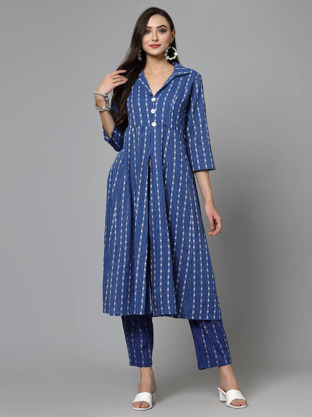 Stylum Women Self Design Top With Trousers Co-Ord Set ( Blue )