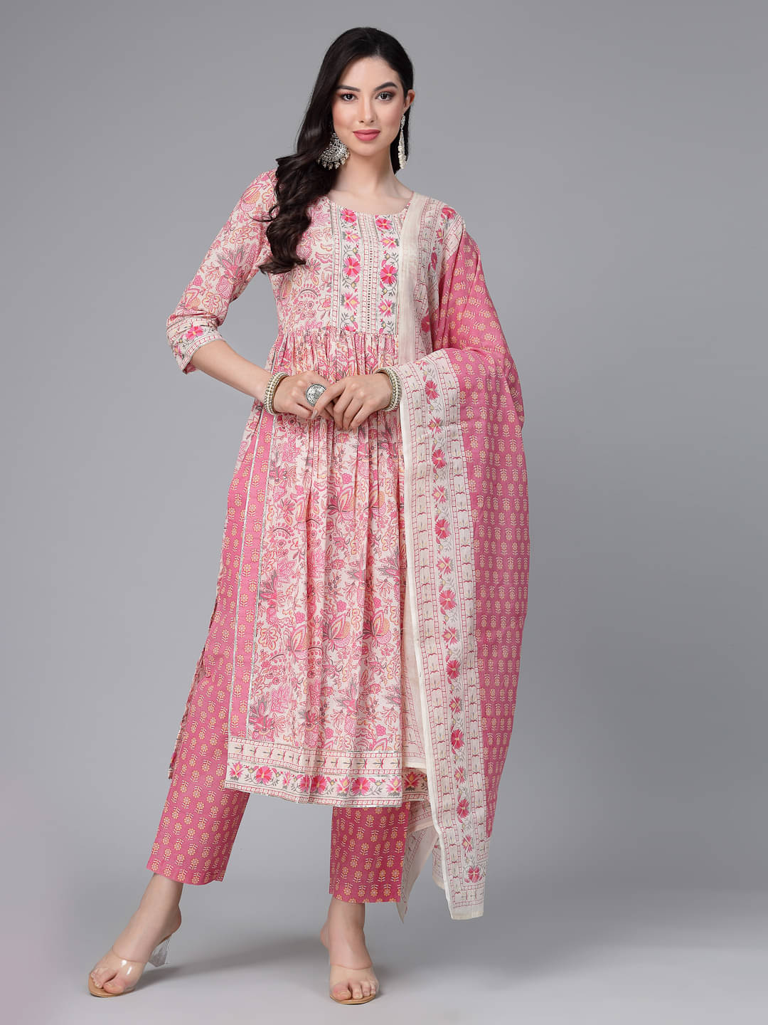     			Stylum Cotton Printed Kurti With Pants Women's Stitched Salwar Suit - Pink ( Pack of 1 )