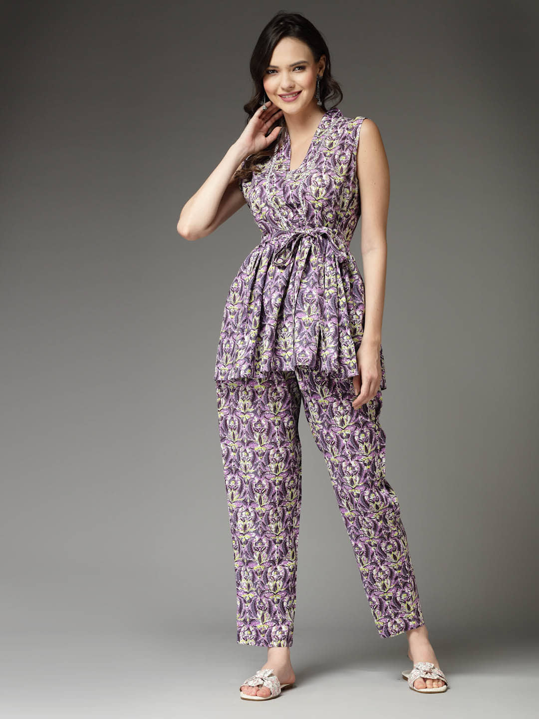 Stylum Women Embellished Top With Trousers Co-Ord Set ( Pink )