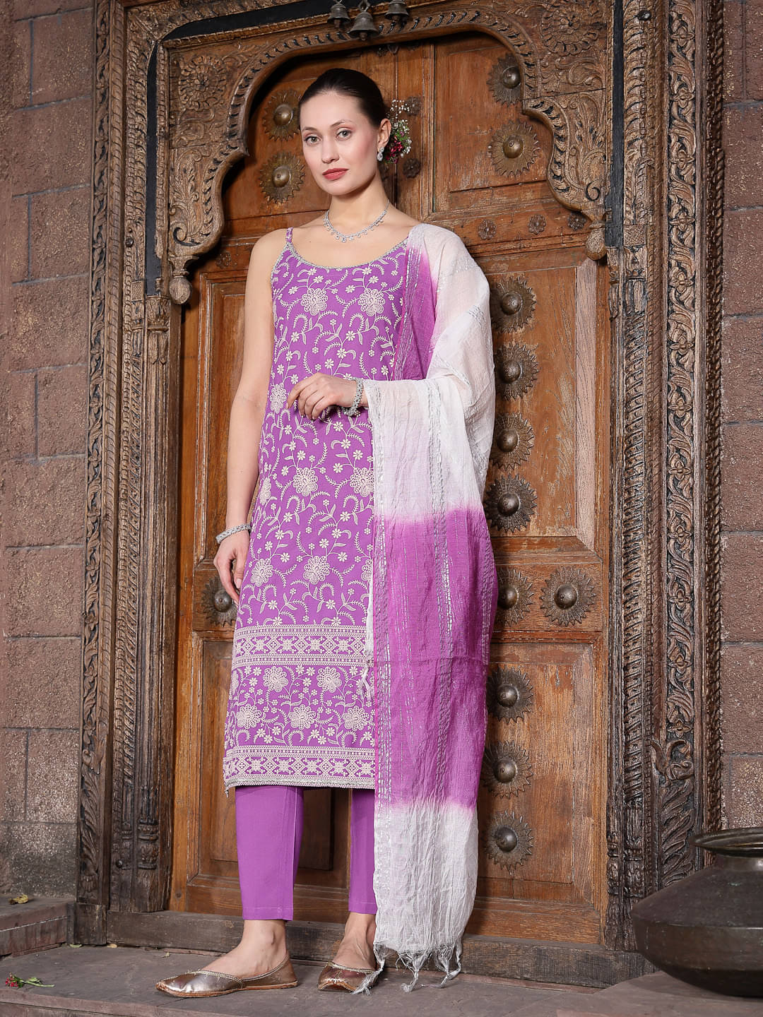     			Stylum Rayon Printed Kurti With Pants Women's Stitched Salwar Suit - Purple ( Pack of 1 )