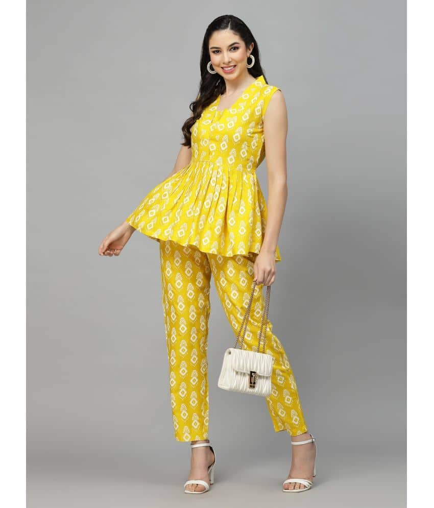 Stylum Women Printed Top With Trousers Co-Ord Set ( Black )
