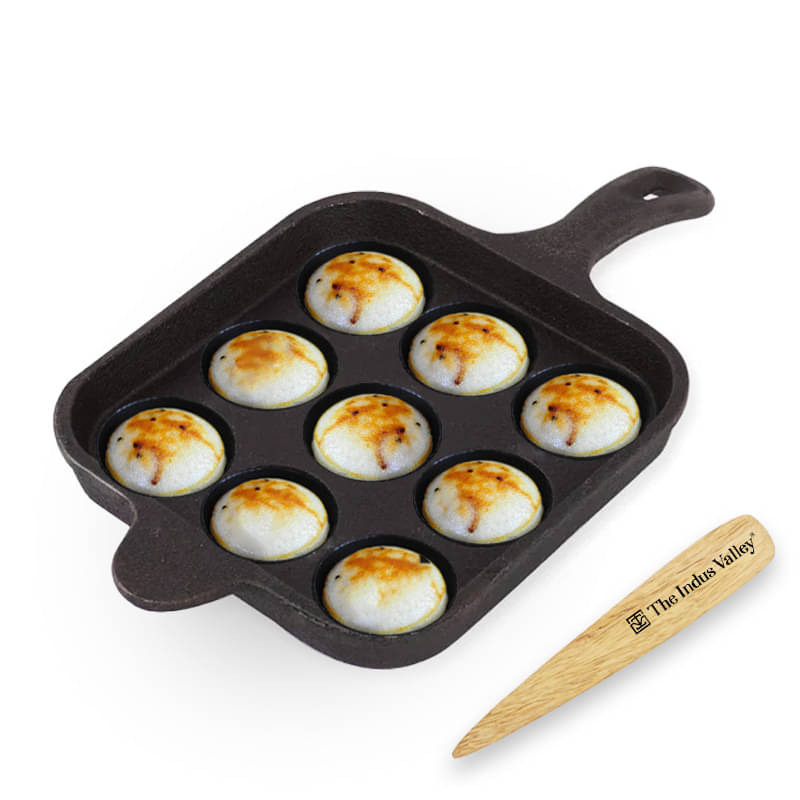 The Indus Valley Paniyaram Pan&Picker Cast Iron No Coating Appam Patra ( Pack of 1 ) The Indus Valley Paniyaram Pan&Picker Cast Iron No Coating Appam Patra ( Pack of 1 )