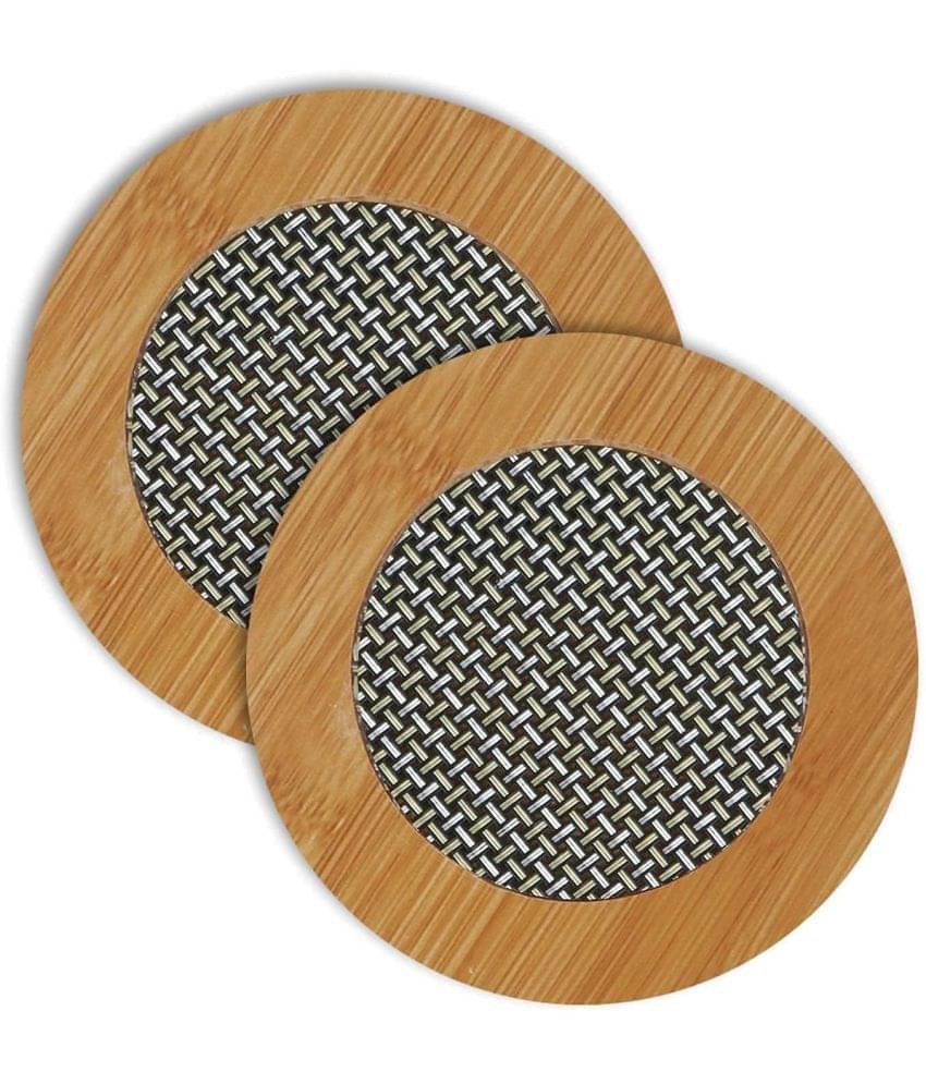 VAIBHAVI Twenty 4X7 Wood Solid Table Mats ( 15 cm x 15 cm ) Pack of 2 - Brown VAIBHAVI Twenty 4X7 Wood Solid Table Mats ( 15 cm x 15 cm ) Pack of 2 - Brown