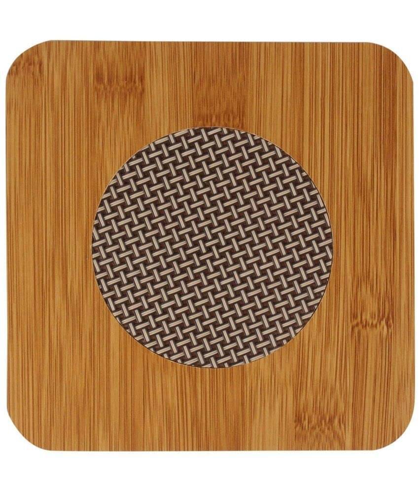 VAIBHAVI Twenty 4X7 Wood Solid Table Mats ( 17 cm x 17 cm ) Pack of 2 - Brown VAIBHAVI Twenty 4X7 Wood Solid Table Mats ( 17 cm x 17 cm ) Pack of 2 - Brown