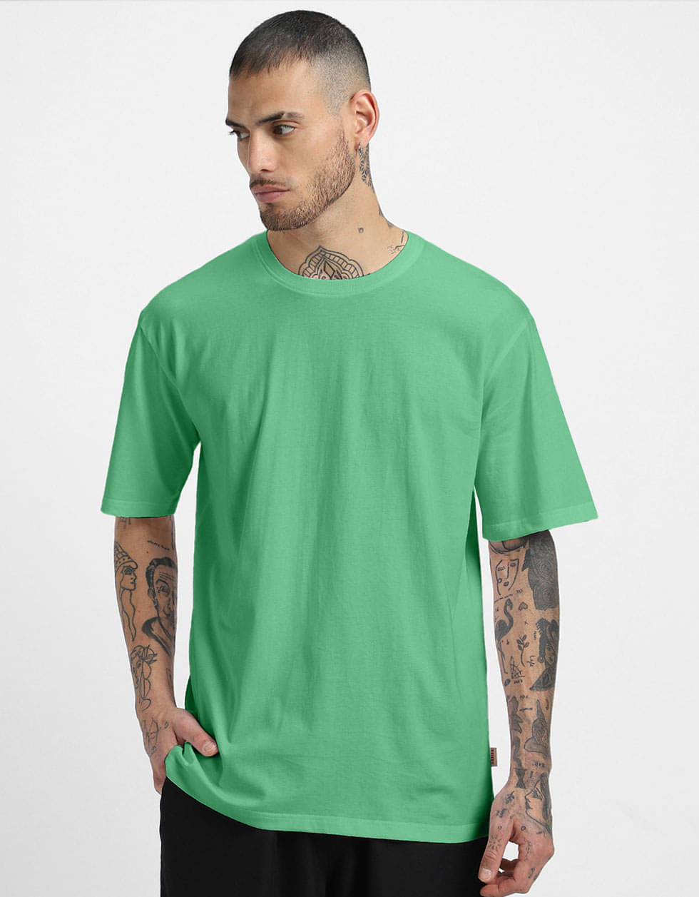 Veirdo Pack of 1 100% Cotton Oversized Fit Men's T-Shirt ( Sea Green ) Veirdo Pack of 1 100% Cotton Oversized Fit Men's T-Shirt ( Sea Green )