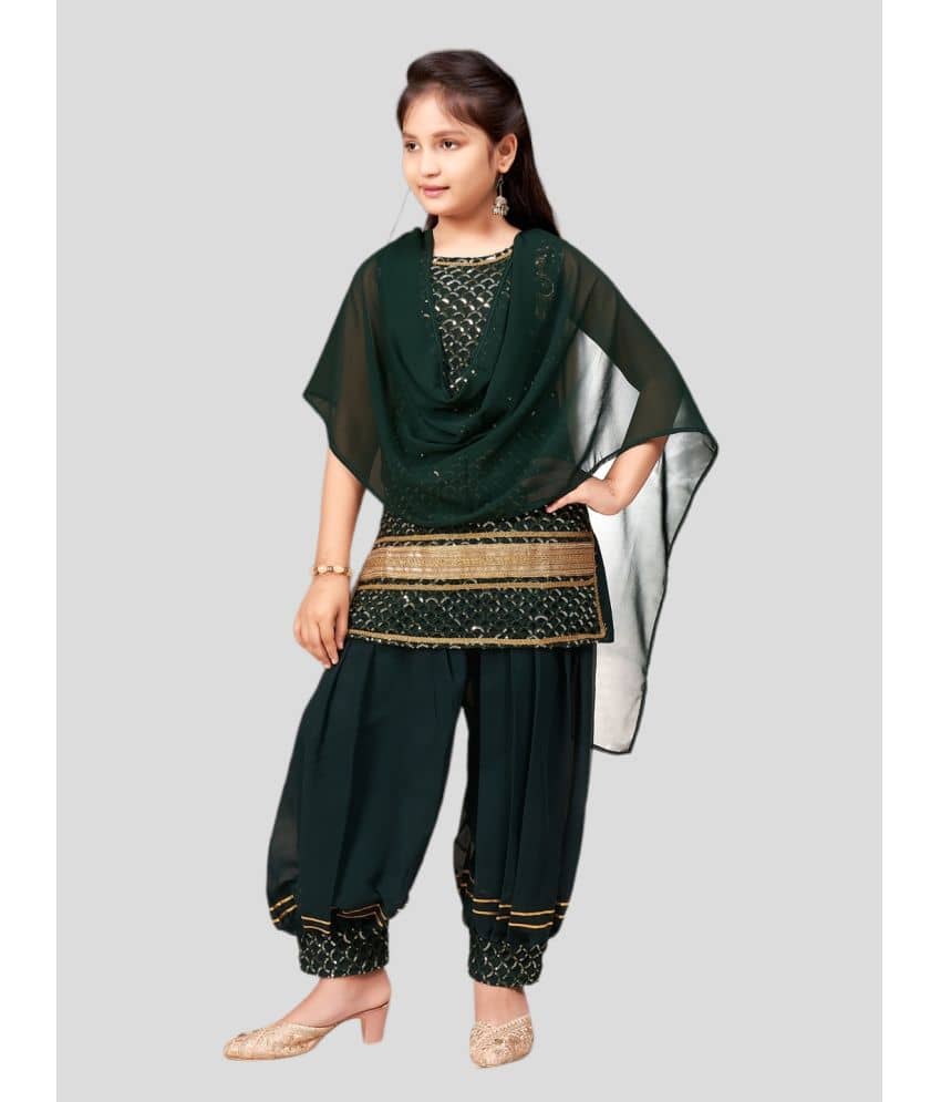 Aarika Girls Georgette Patiala Kurta Set ( Pack of 1 , Dark Green )