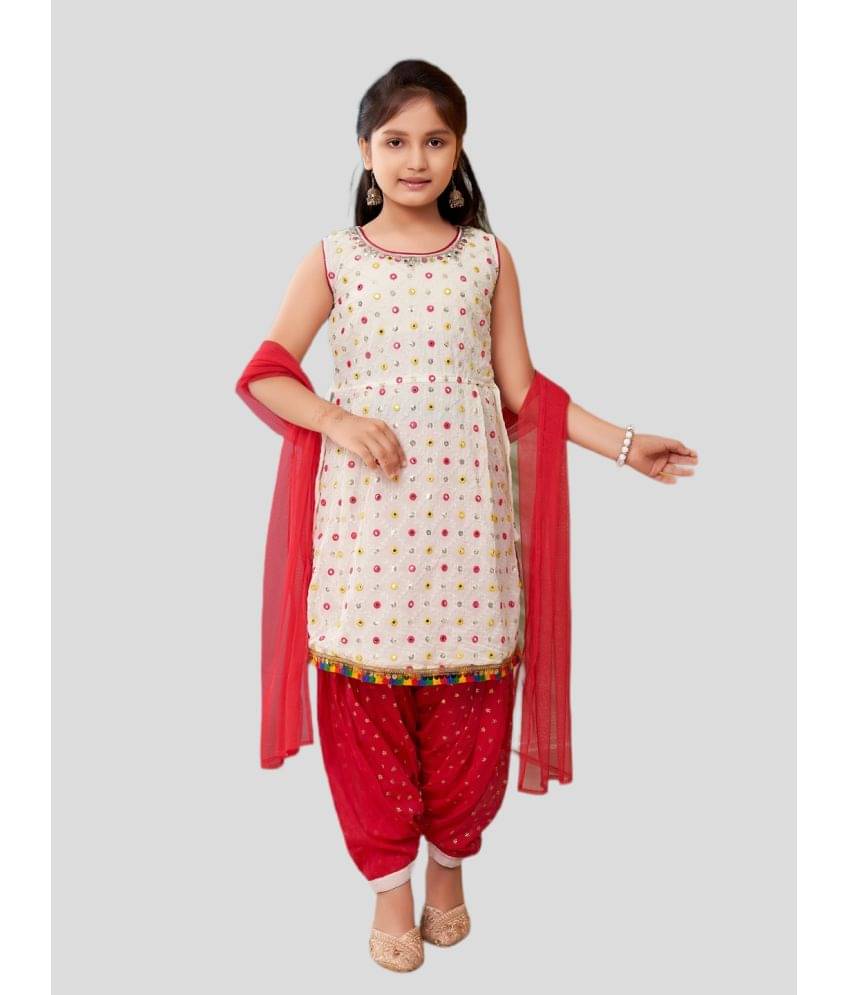     			Aarika Girls Georgette Patiala Kurta Set ( Pack of 1 , White )
