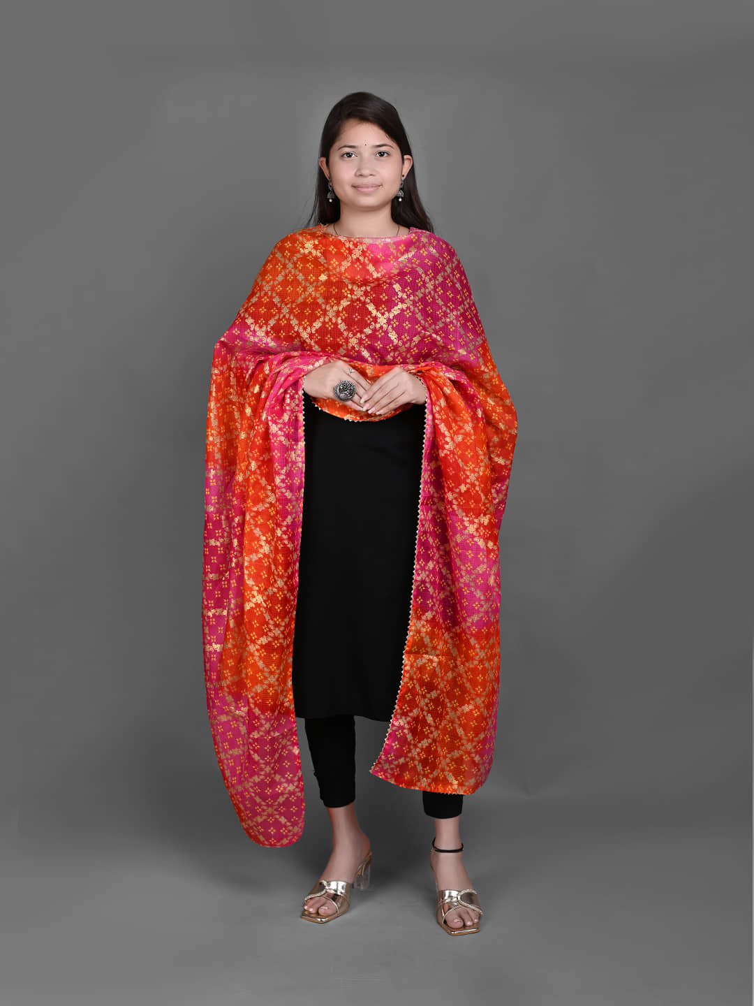 Apratim Orange Cotton Blend Women's Dupatta - ( Pack of 1 ) - Dupattas & Shawls | Buy online on ZillyBuy