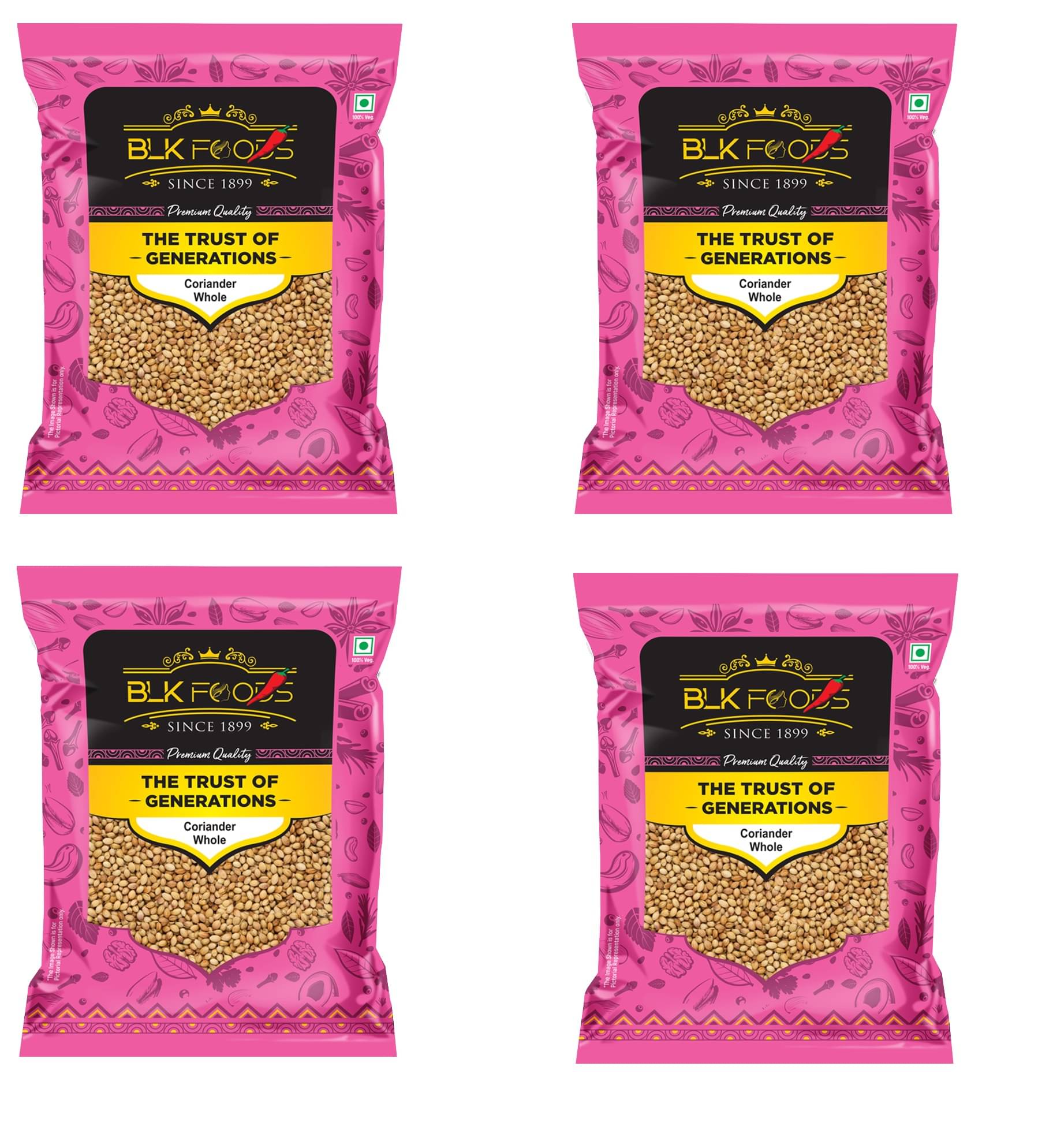 BLK FOODS Select Coriander Whole (Dhaniya Sabut) 1000g (4 X 250g) 1000 gm Pack of 4 BLK FOODS Select Coriander Whole (Dhaniya Sabut) 1000g (4 X 250g) 1000 gm Pack of 4
