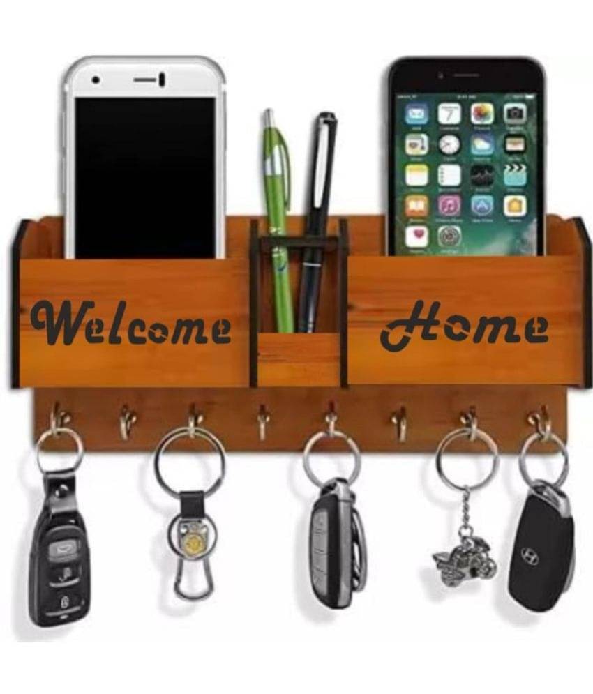    			Banistrokes Brown Wood Key Holder  Welcome Home - Pack of 1