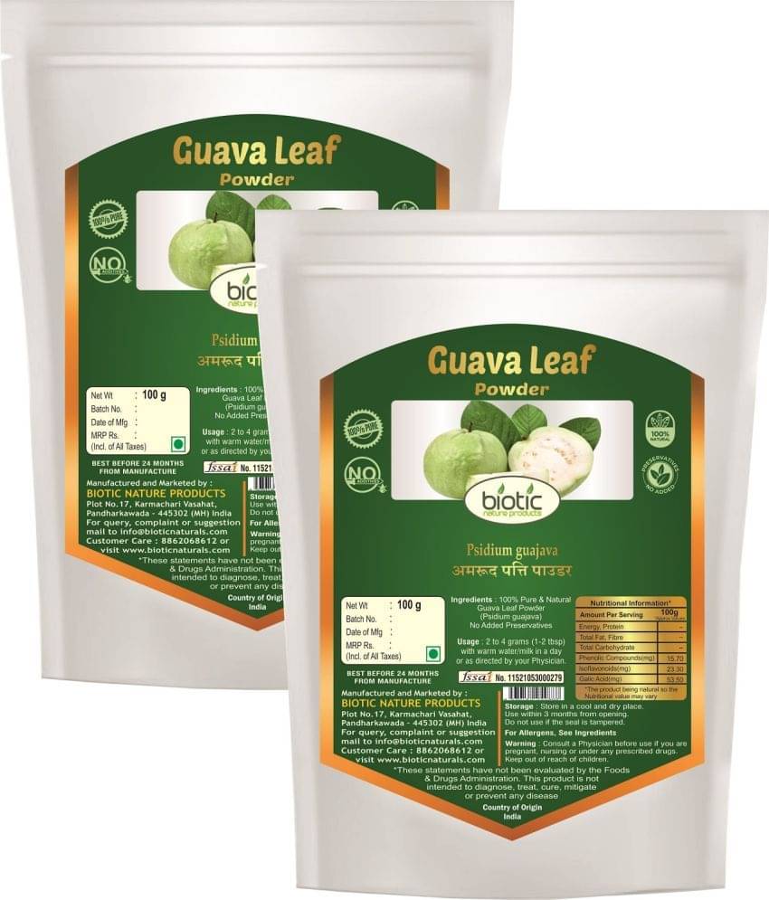 Biotic Guava Leaf Powder - Amrud Powder - Guava Powder 200 gm     			Biotic Guava Leaf Powder - Amrud Powder - Guava Powder 200 gm