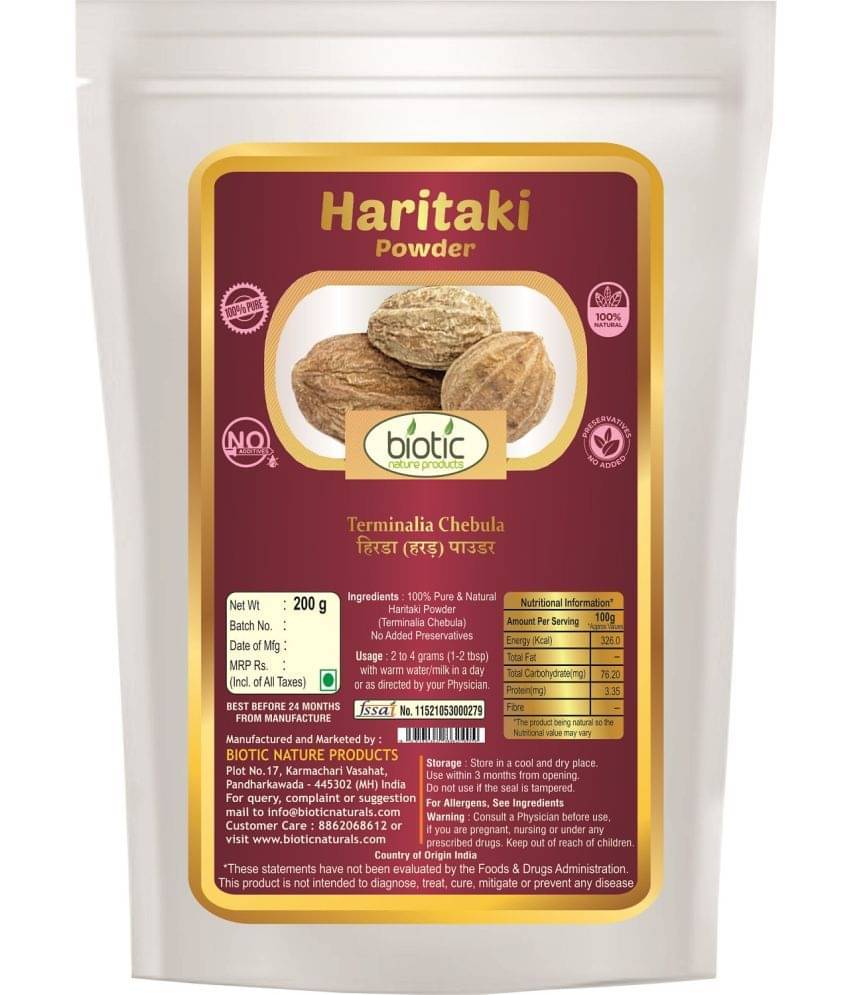 Biotic Haritaki Powder (Terminalia Chebula) Harad Powder - Inknut Powder 200 gm     			Biotic Haritaki Powder (Terminalia Chebula) Harad Powder - Inknut Powder 200 gm